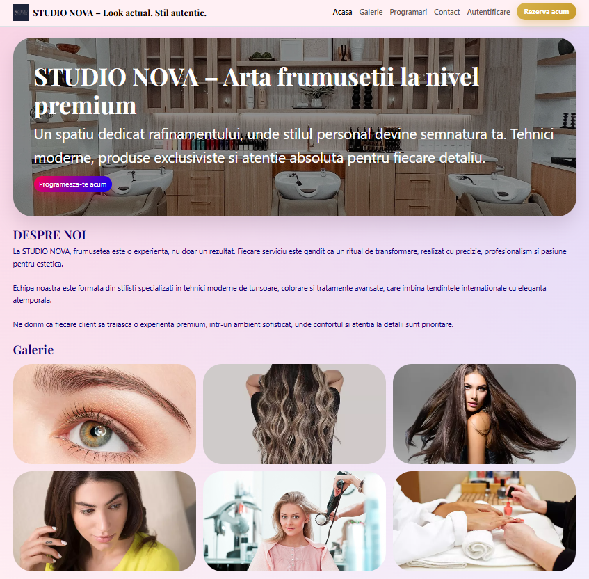 Website public SalonApp pentru clienții salonului